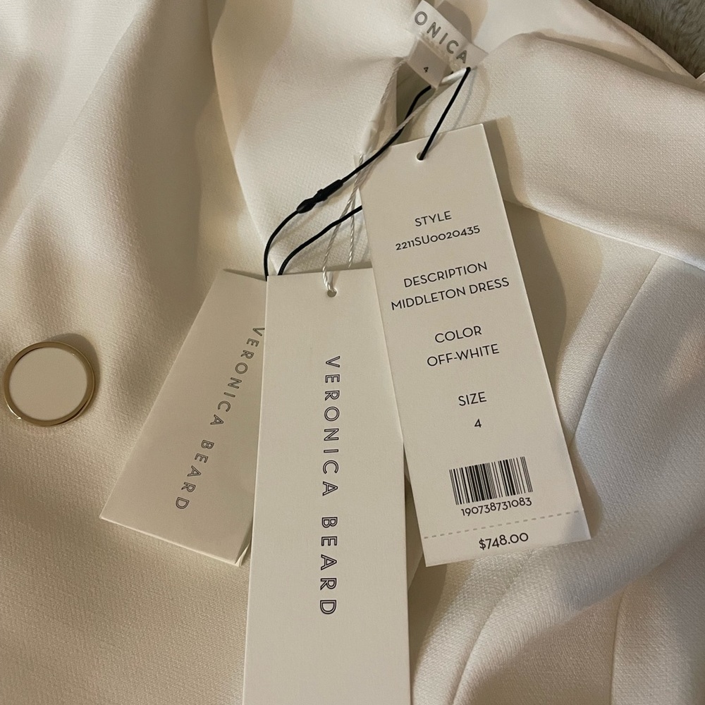 Veronica Beard Asymmetrical Blazer Dress Off White